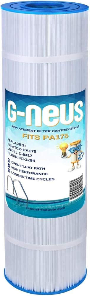 G-NEUS Pool & Spa Filter | Replaces Unicel C-8417, Filbur FC-1294, PA175, Waterway Pro Clean 175, Aladdin 27501 | 175 Sq Ft Coverage | High Performance Replacement Cartridge, 1 Pack