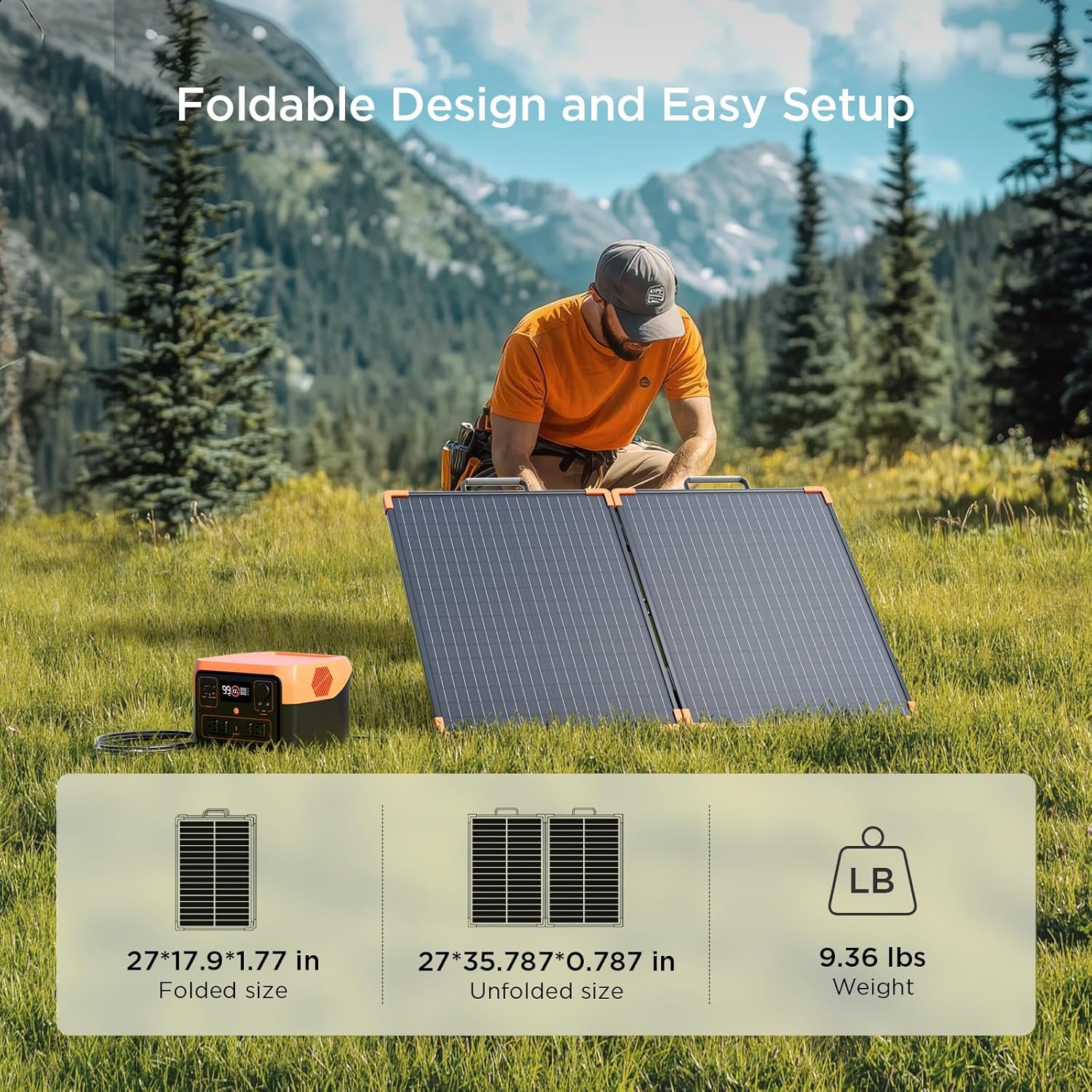 100 Watt Portable Solar Panel with 20A PWM Controller,Camper Essentials,19V Foldable Solar Panel Kit for Power Station & 12V Batteries,23.5% High Efficiency IP68 Waterproof for Camping RV Trip