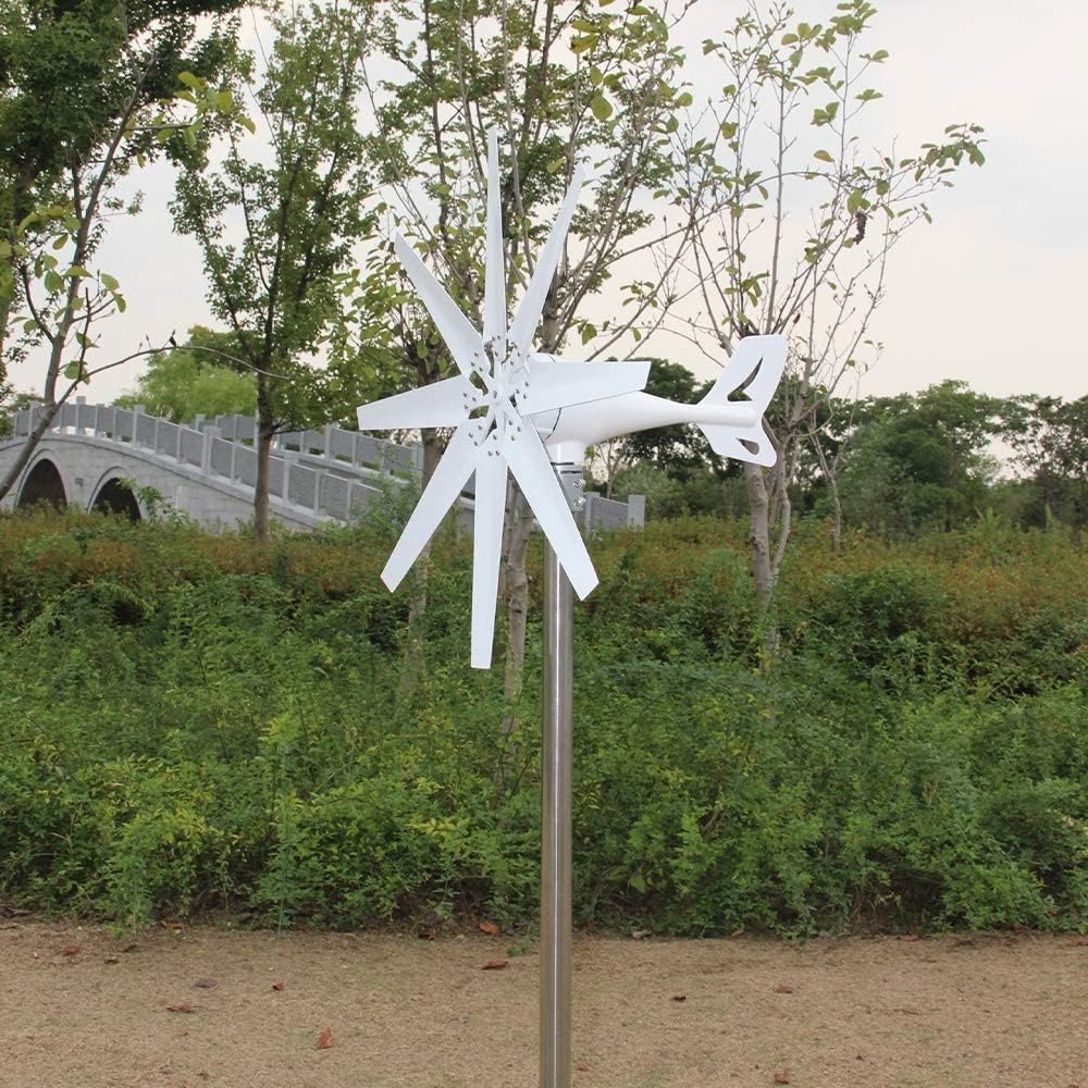 LiuSj JUnSt Noiseless with MPPT Controller Vertical Turbine Generator,1000W 12V 24V 48V White 8 Blades Wind Turbine for Home Hybrids Streetlight Use