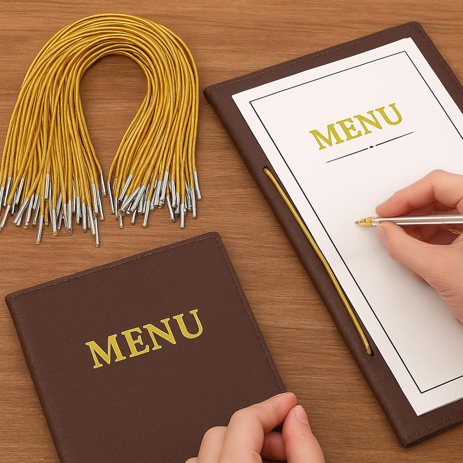 Mandala Crafts White Barbed Elastic Barbed Cord - 500 Round 13” Craft Elastic Cords with Metal Ends for Menu Bands, Badge Loops, and Light-Duty Fastening