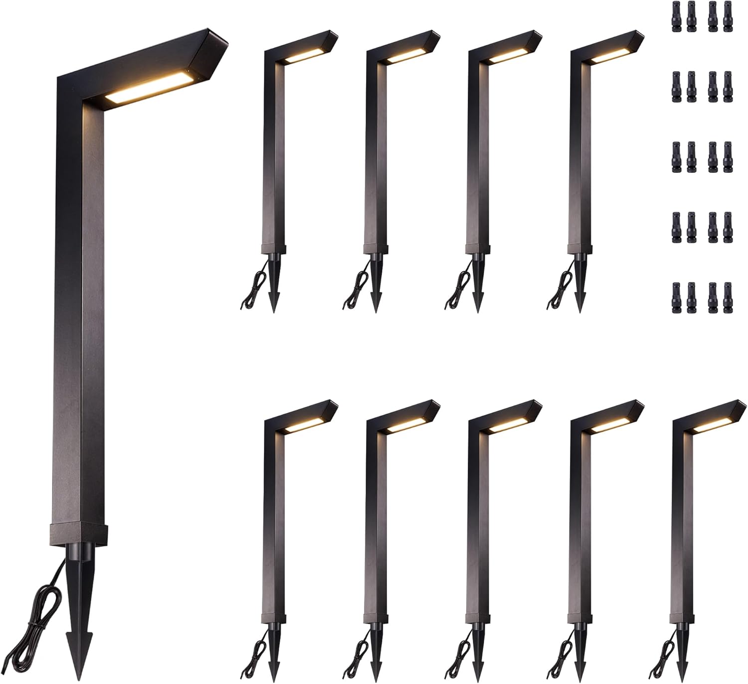 Landscape Path Lights Wired, 3 Lighting Modes LED 12V Low Voltage Pathway Lights, Outdoor Waterproof, 5W 235LM Black Aluminum for Driveway Yard 10 Pack