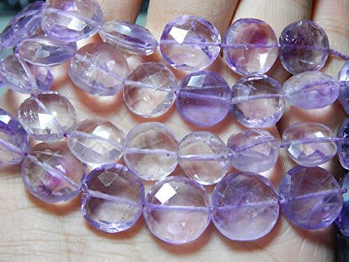 pink amethyst faceted beads coin shape 12x14.mm 9.5