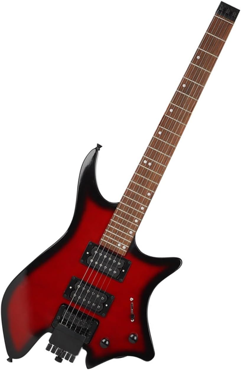 VENEKA Headless Electric Guitar Professional Portable Headless Electric Guitar HH Pickup with Matching Speaker (Color : 01)