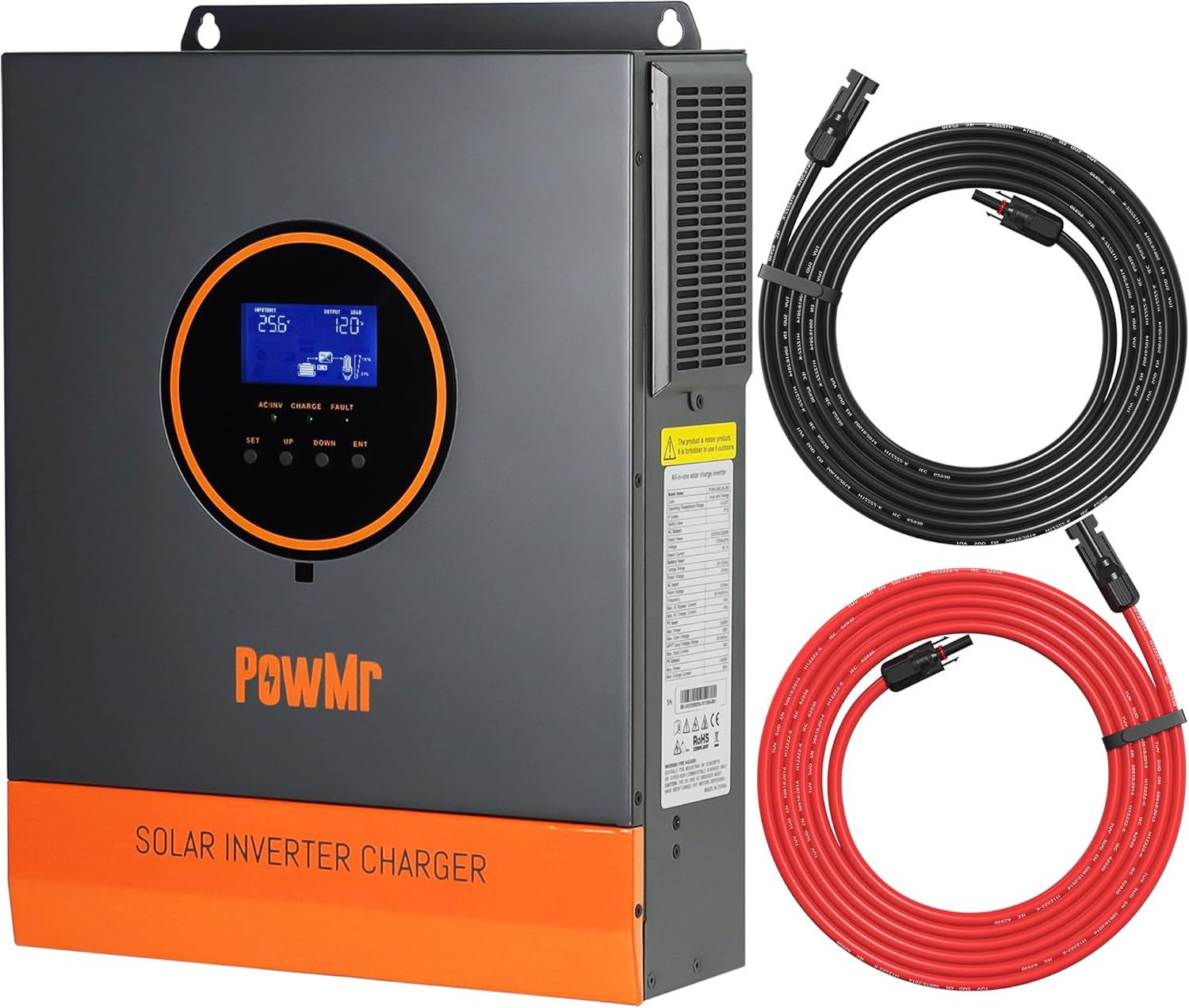 3200W Solar Inverter Charger 24V DC to 120V AC with 40A AC Charger Bulit-in 60A MPPT Controller & 10AWG Solar Extension Cable 30Ft