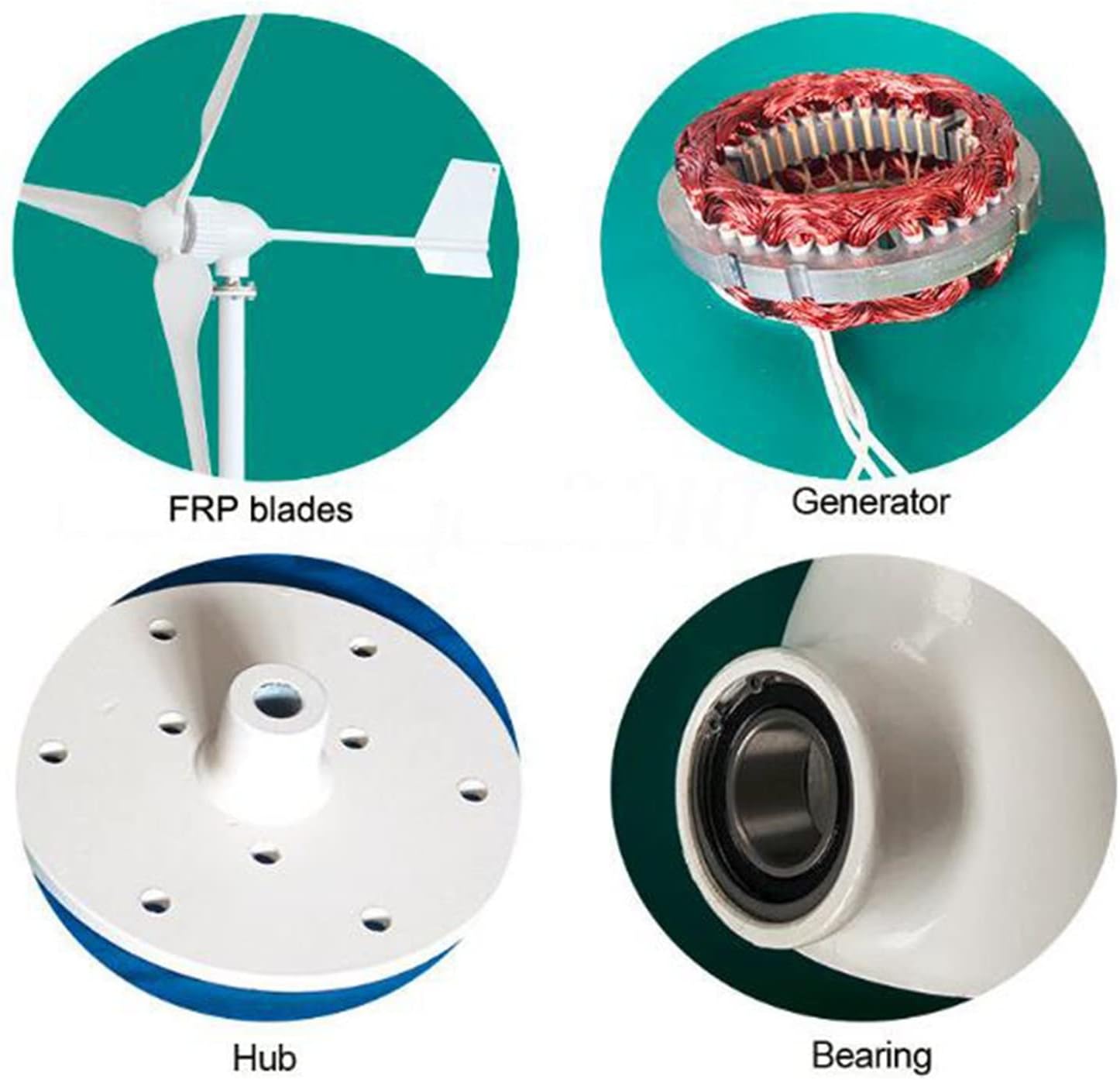 Wind Turbine Wind Turbine Generator 1500W 2000W 24V 48V 3 Blades Horizontal Wind Turbine Generator Windmill With Free MPPT Charger Controller And Off Grid Inverter (Color : Off System, Size : 48V_15