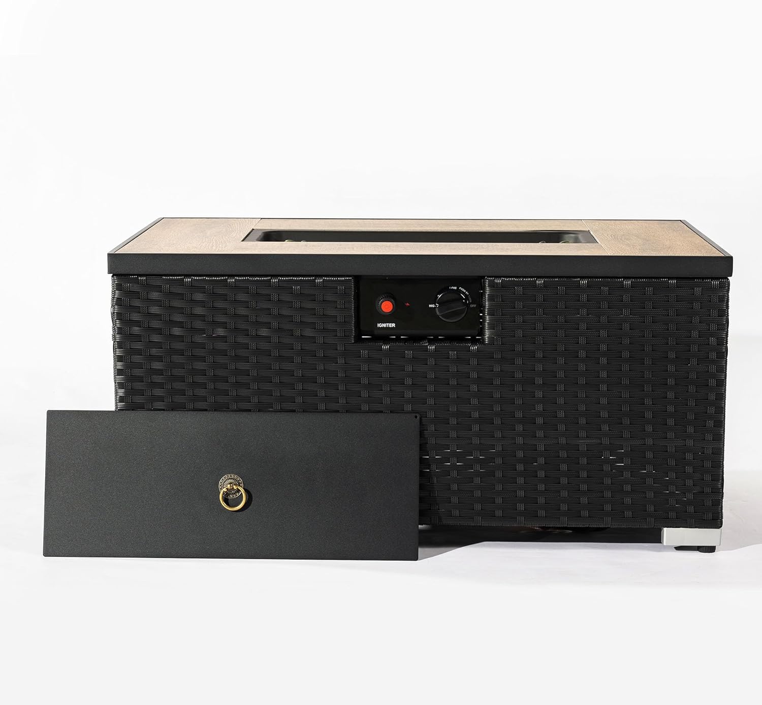 Dark Gray Fire Pit Table with Propane Tank Holder & Ceramic Tile Top – Outdoor/Indoor Patio Heater for Living Room, Backyard, Deck (1 Doors)