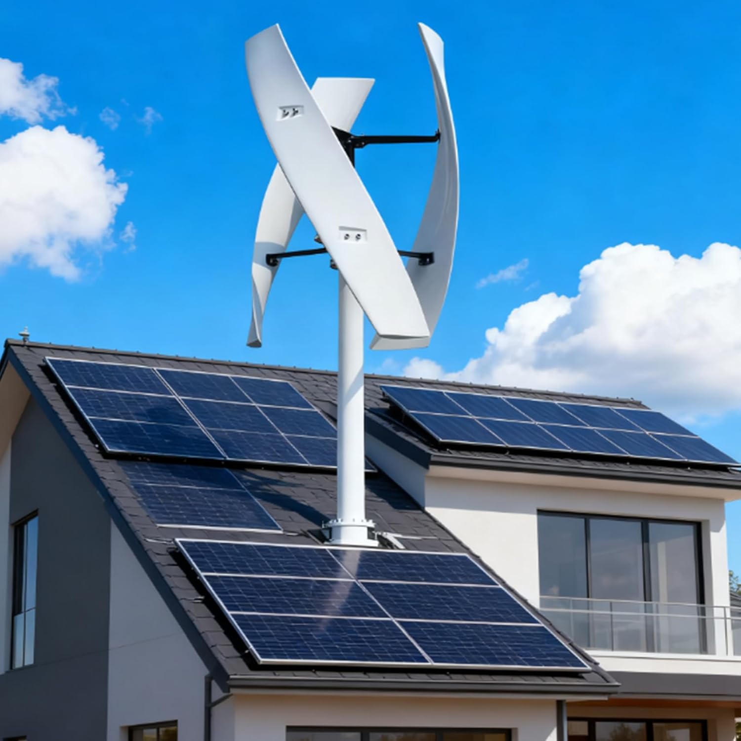 No Noise Vertical Axis Wind Turbine Generator,12V 24V 48V 220V Magnetic Levitation Wind Turbine with MPPT Controller for Homes Energy (3000W)