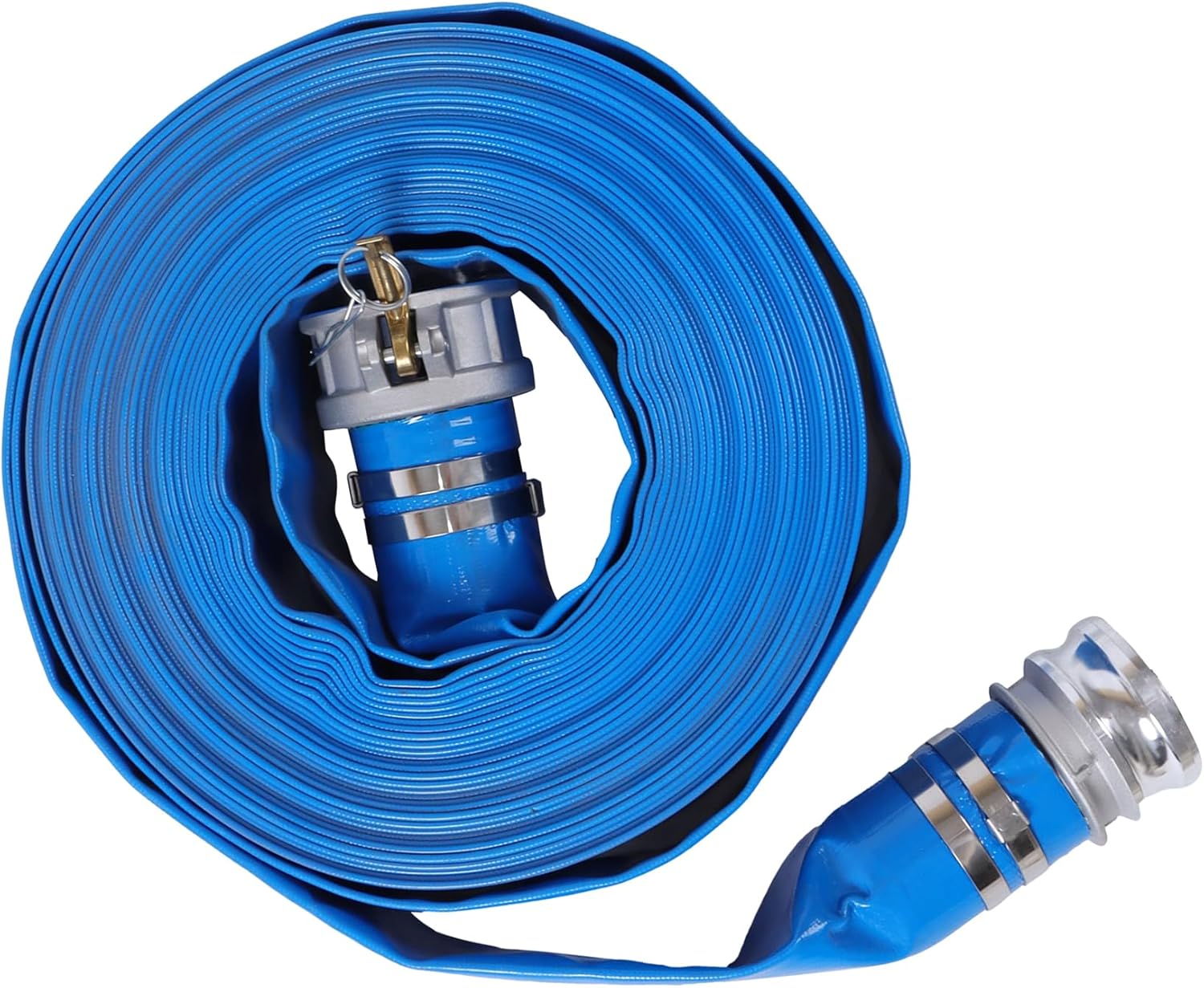 3 x 100ft Heavy-Duty PVC Swimming Pool Backwash Hose, Weatherproof Discharge Reinforced Hose with Aluminum Camlock C and E Fittings for Swimming Pools, Water Transfer, Pool Drain