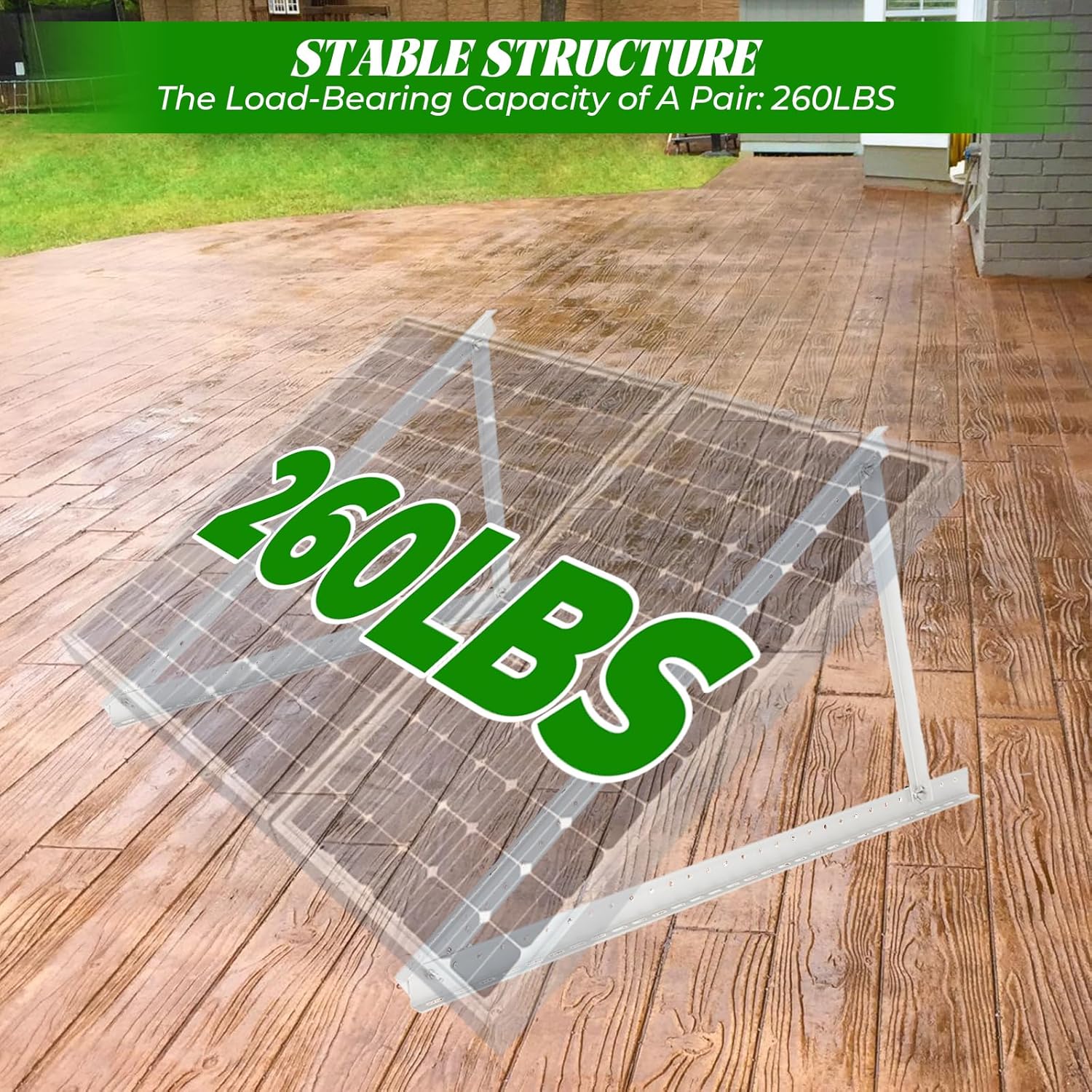 2 Sets Solar Panel Mount Brackets, 45inch Solar Panel Stands for Ground Roof RV Boat Off-Grid Camper, 0 to 90° Adjustable Photovoltaics Mounting Kit with Foldable Tilt Legs, for 2-4pcs 150-600 Watt