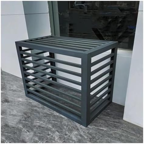 Outdoor Privacy Screen Air Conditioner Fence Trash Can Enclosure Decorative Aluminum Protective AC Cover Freestanding Fence For Garden Patio Lawn Flower Stand Window Fence(Black b,1.5P: L100*W50*H70CM