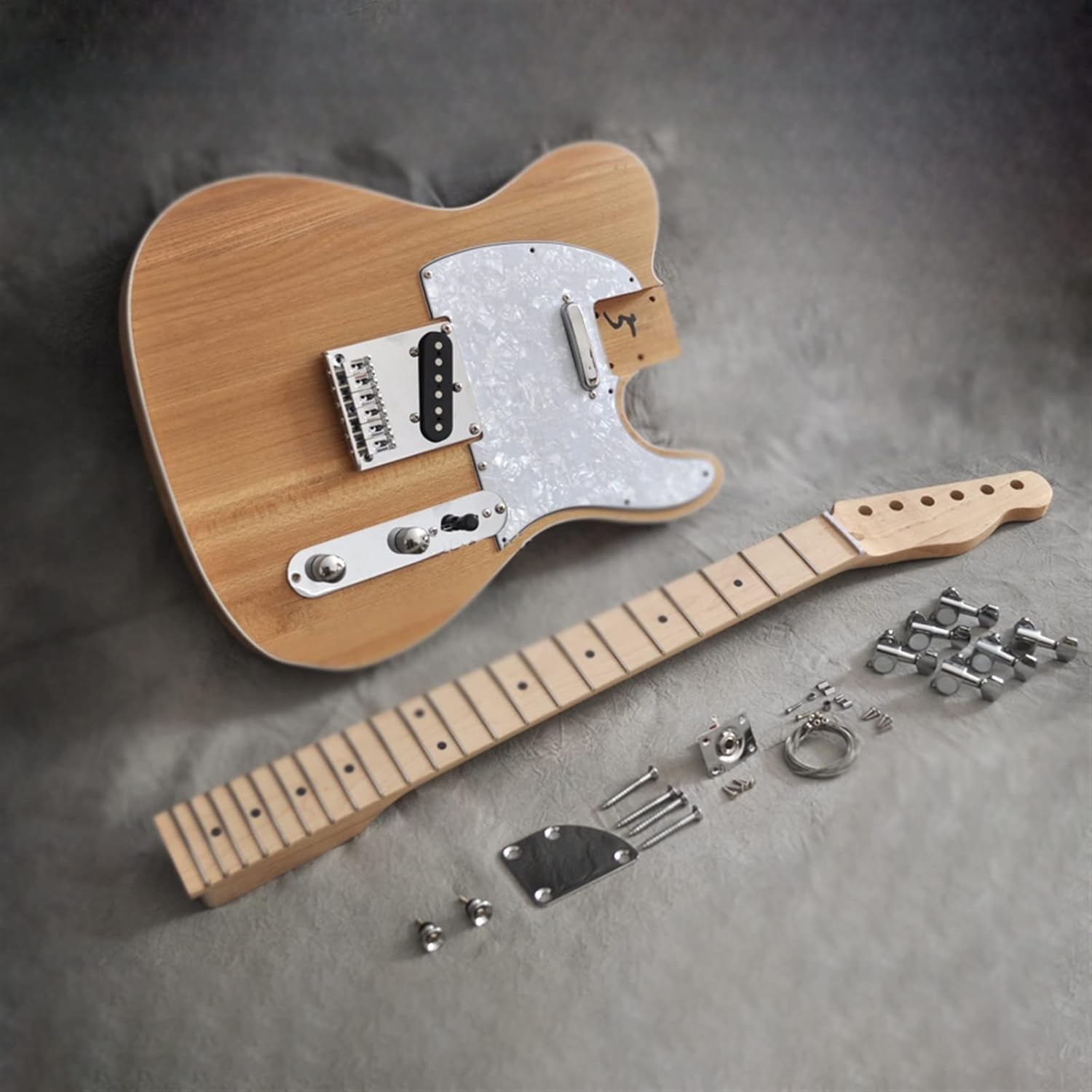DIY Electric Guitar Kit 41 Inches Solid Body DIY Electric Guitar Kit Elm Body MAPE Neck and Fingerboard Unfinished for TL Style