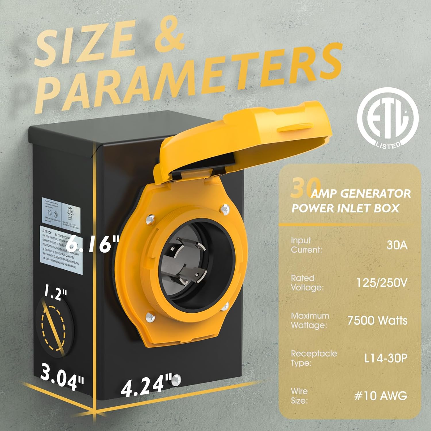 TOOLIOM 4 Prong 30 Amp Generator Cord 25FT and 30 Amp Power Inlet Box, Heavy Duty NEMA L14-30P to L14-30R Generator Extension Cord, 125/250V Up to 7500W 10 Gauge SJTW Generator Power Cord