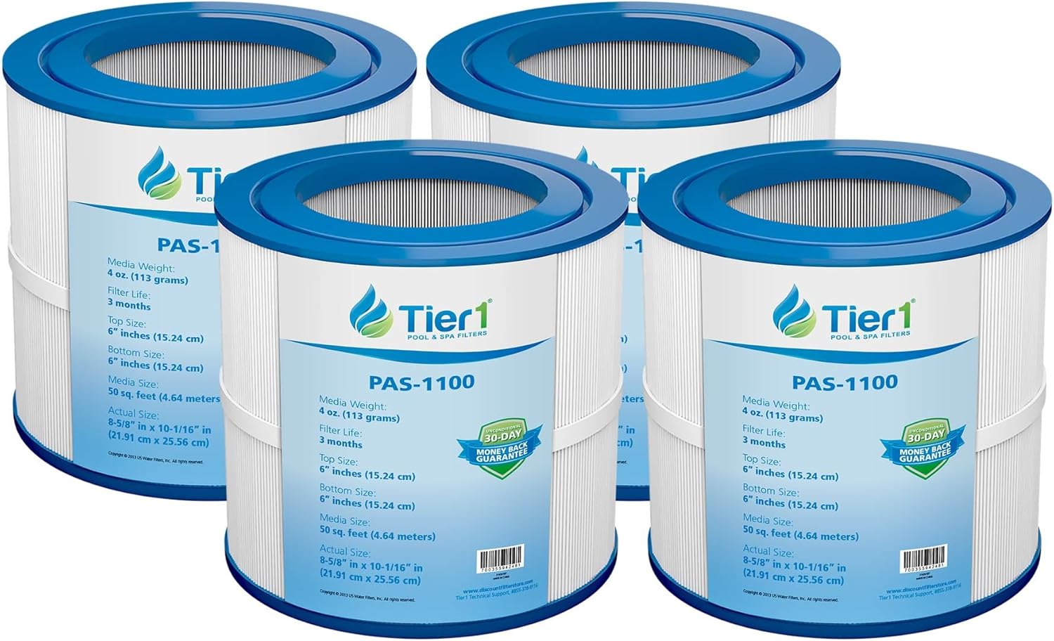 Tier1 Replacement for Pentair Pool Filter Cartridge PAP50 – 4 Pack | Compatible with R173213, Unicel C-9405, Pleatco PAP50, Filbur FC-0684 | 8-9/16