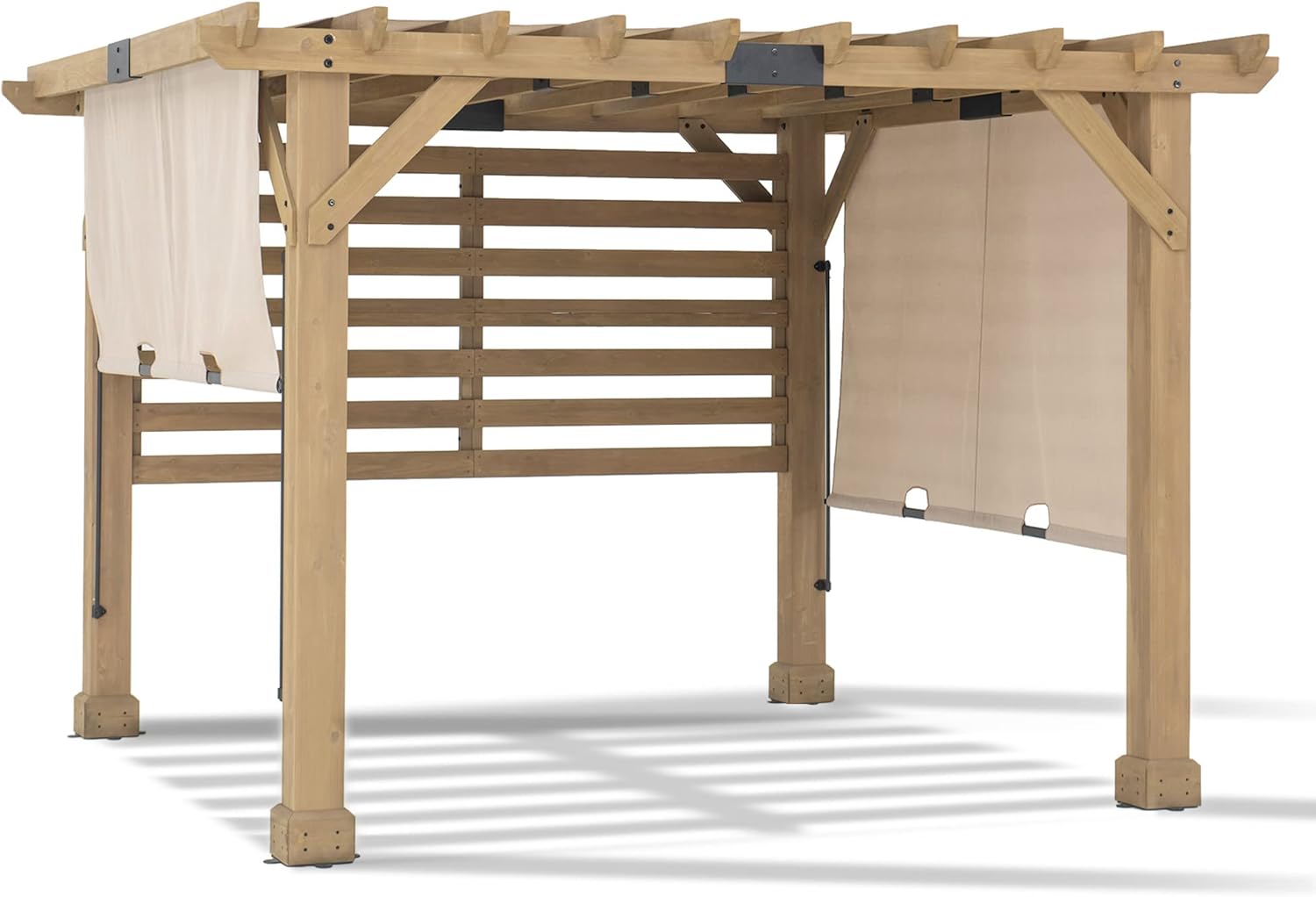 Sunjoy Cedar Pergola 10 x 11 ft. Wooden Hot Tub Pergola with Adjustable Canopy and Privacy Screen by SummerCove