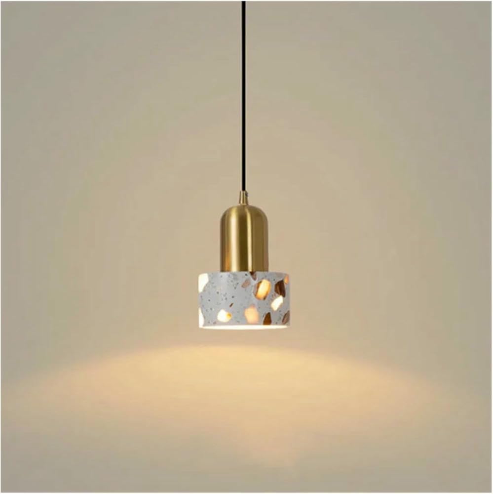 Pendant Lights French Retro Bedroom Pendant Lights Handmade Terrazzo Droplight Dining Desk Kitchen Island Decor Suspend Lamp for Hall(Iron)