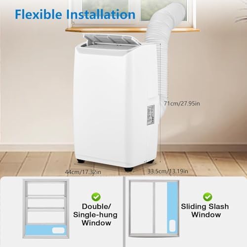 3-in-1 Portable Air Conditioner - 14000 BTUs, Cools Rooms up to 750 Sq.Ft., Dehumidifier & Fan Modes, Remote Control, Quiet Operation, Smart/Sleep Mode, 24H Timer