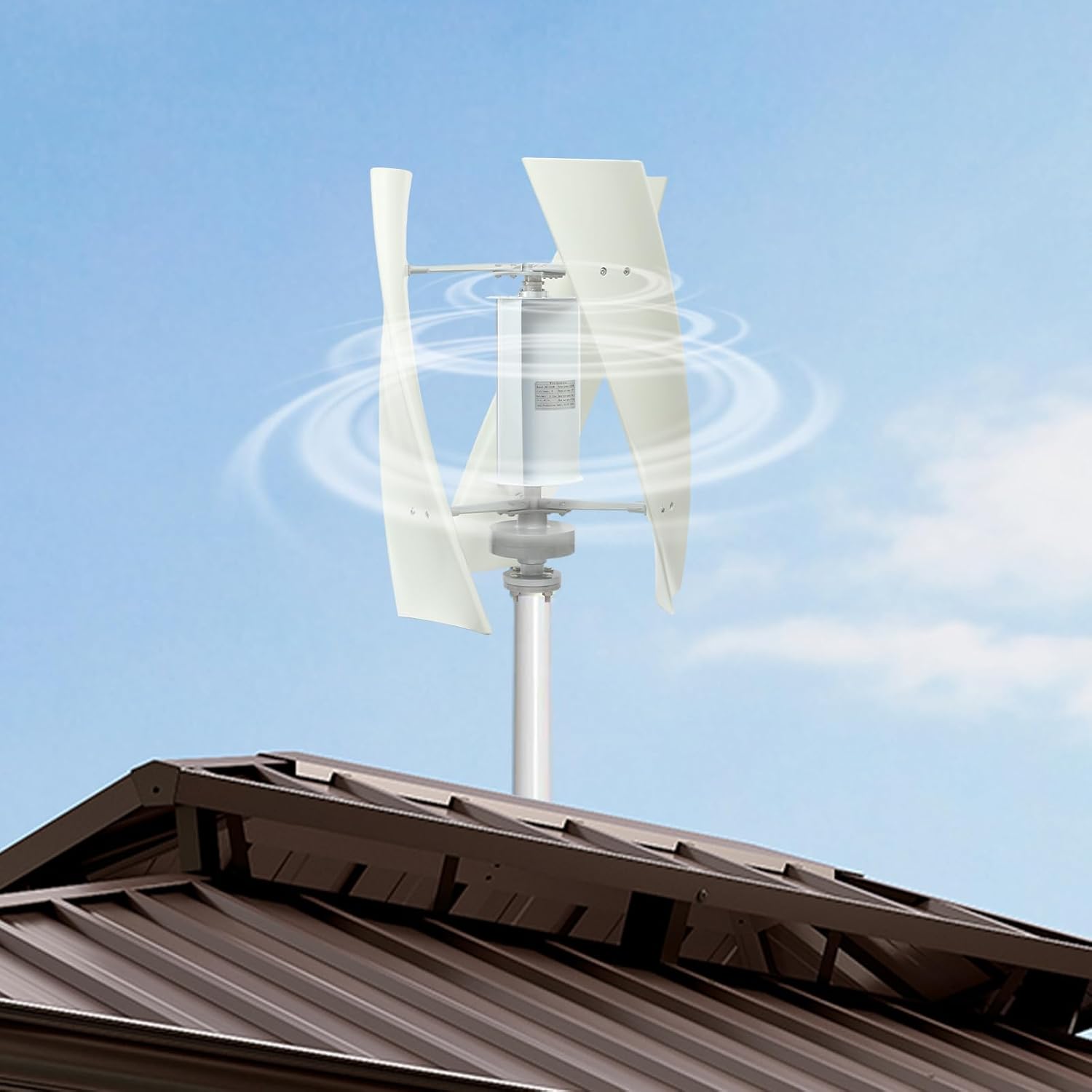 100W Vertical Wind Generator, 12V Output Wind Turbine with Controller, Aerodynamic Design, 3 Blades, Auto Windward Adjustment, Ideal for Boats, Gazebos and Mobile Homes (12V)
