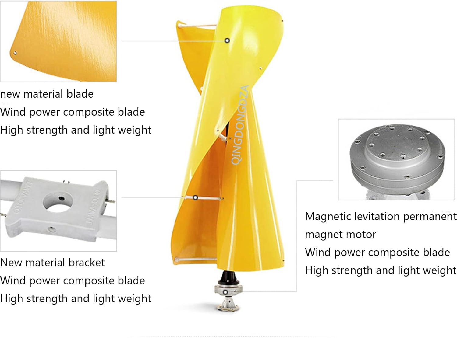 10000W Spiral Wind Turbines Generator+ Wind Controller, 12V 24V 48V 220V Horizontal Axis Permanent Magnet Generator for Home Camping (Yellow)