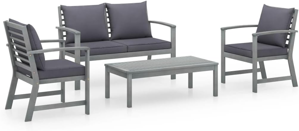 4 Piece Patio Lounge Set with Cushions Solid Acacia Wood,Rustic Acacia Wood Patio Lounge Set for Ultimate Comfort and Style Furniture Sets for Patio, Lawn & Garden