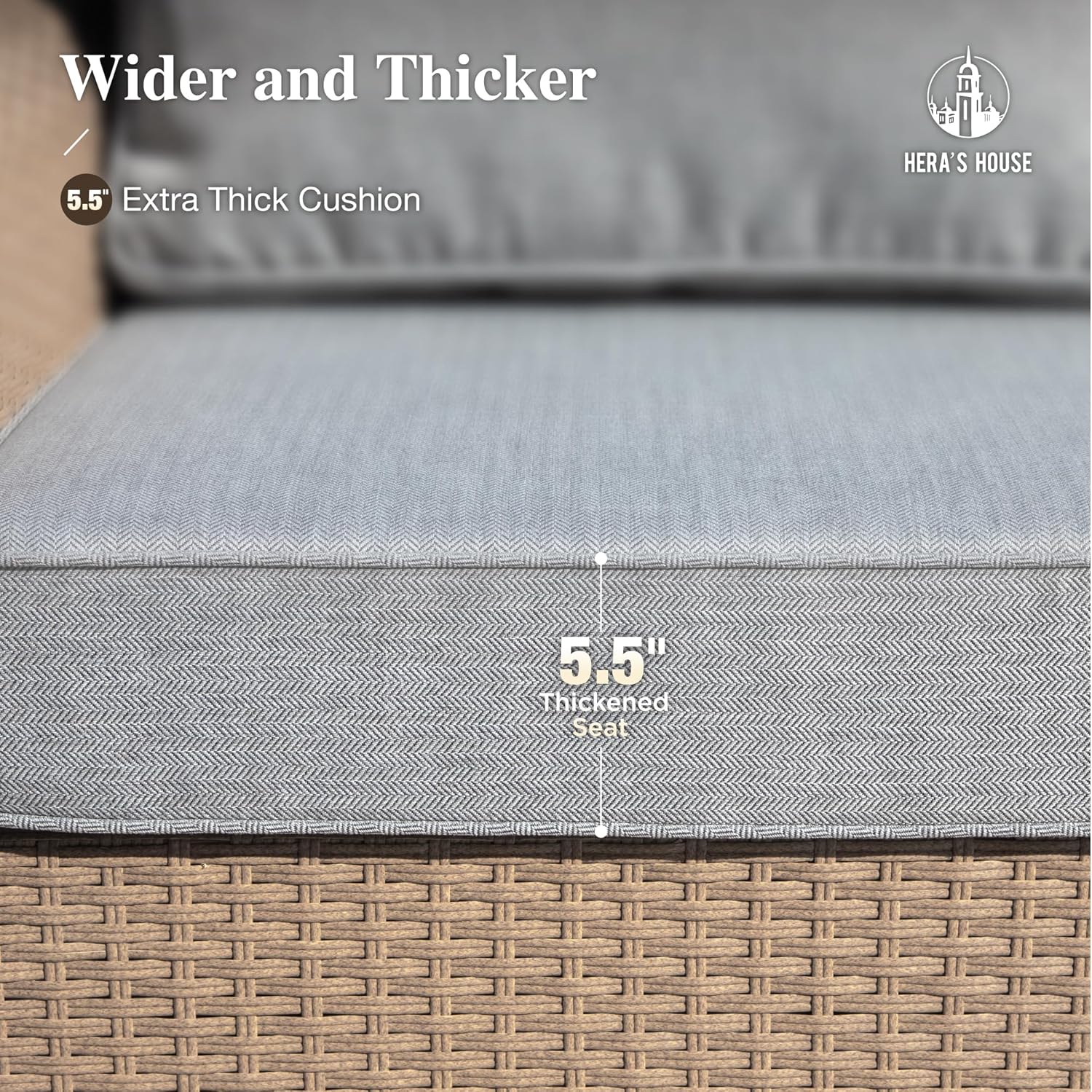 HERA'S HOUSE 8-Piece Patio Furniture Set, All Weather 9 Seats Outdoor Wicker Sofa with Ottomans, Rattan Patio Conversation Set with 5.5