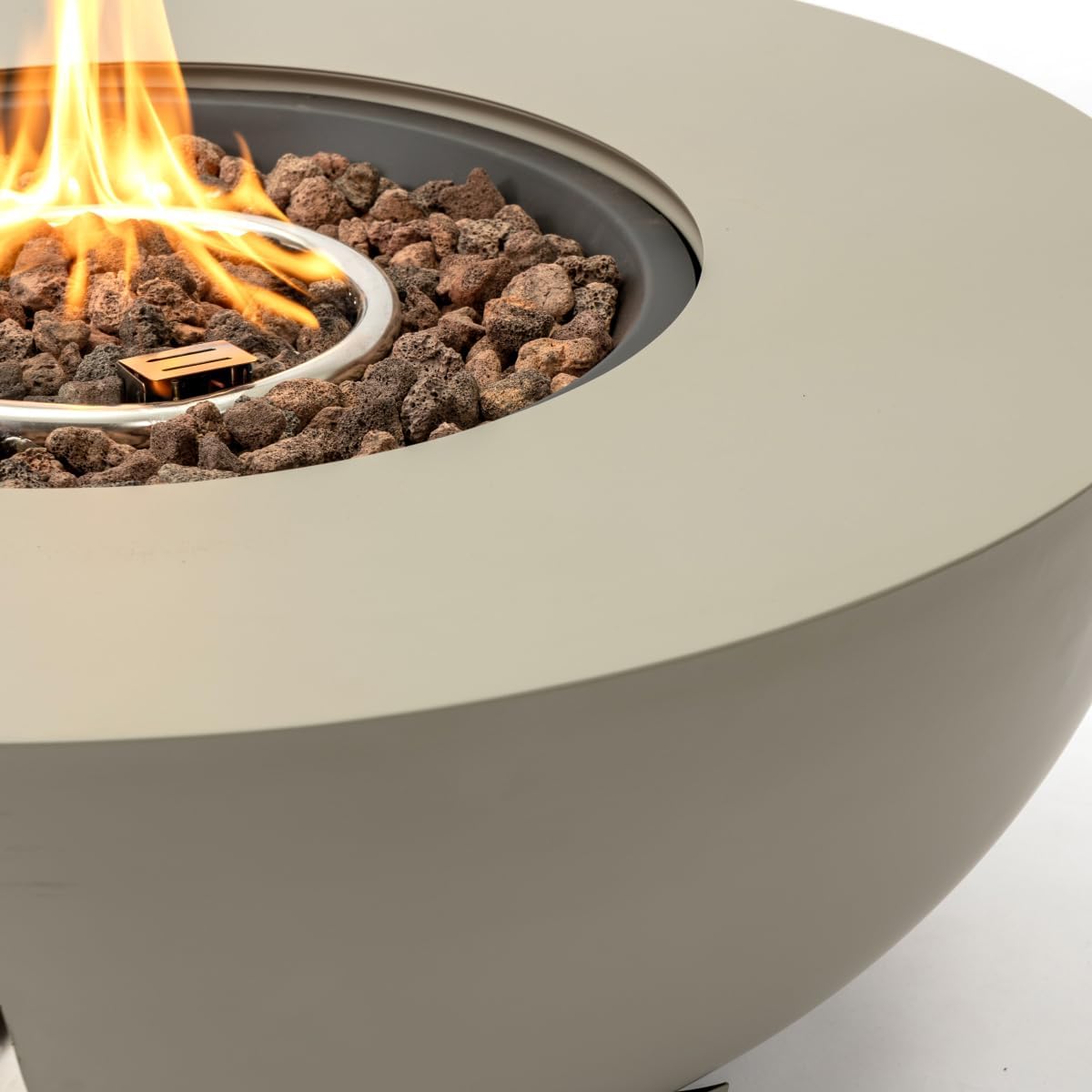 36-inch Round Iron Fire Pit Table, Outdoor Convertible Propane Gas Fire Bowl with Cover for Patio, Poolside, Balcony - Grey