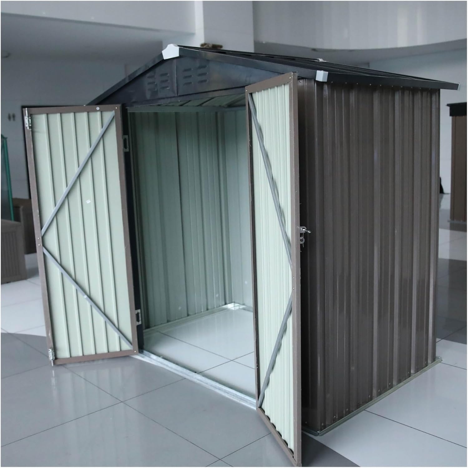 Garden Sheds Grey Galvanized Steel Waterproof Durable Garden Storage Shed Sheds Storage Outdoor Metal Garden Outdoor Storage Sheds