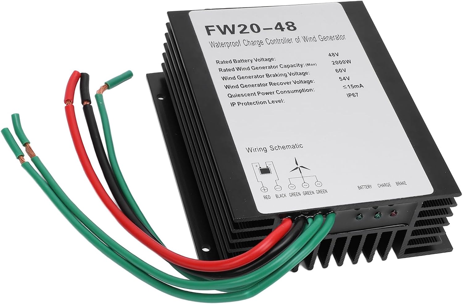 MPPT Wind Turbine Charge Controller, 48V IP67 Automatic Controller with Protecting Function for 2000W Wind Turbine Generator