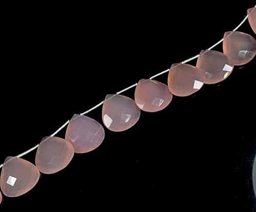 13 inch natural beads strand of 18x18mm faceted pear pink chalcedony gemstone beads for DIY jewelry - necklace, bracelet, earring, ring.
