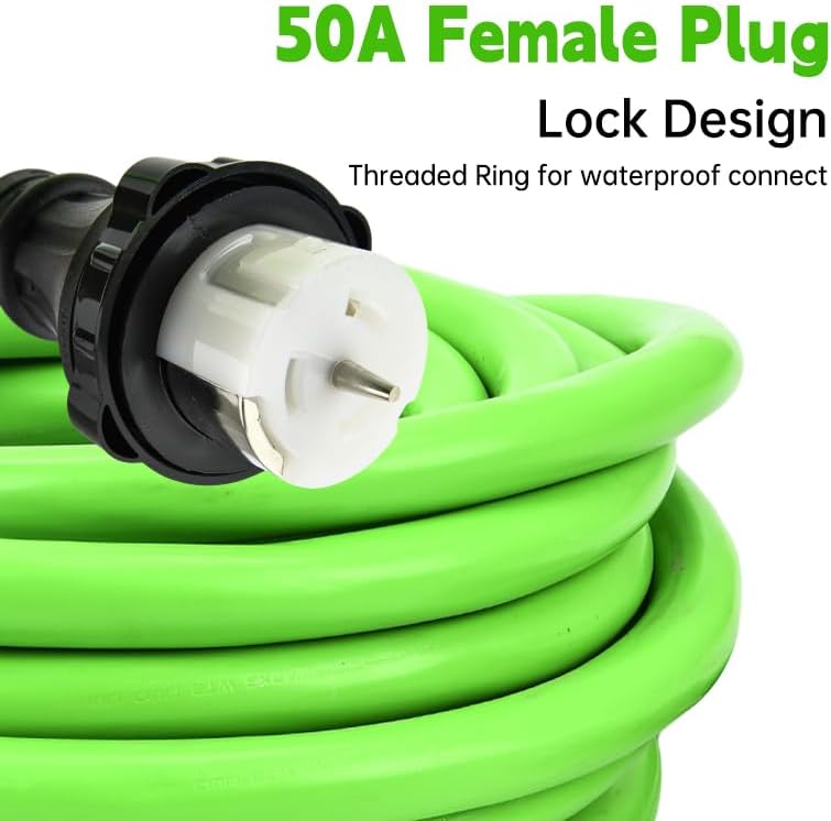 NEMA 14-50P to SS2-50R 25FT RV Generator Extension Cord 125/250V 50 Amp 14-50P Male Connector to SS2-50R Twist Lock Female RV Connector for RV EV Camper Generator