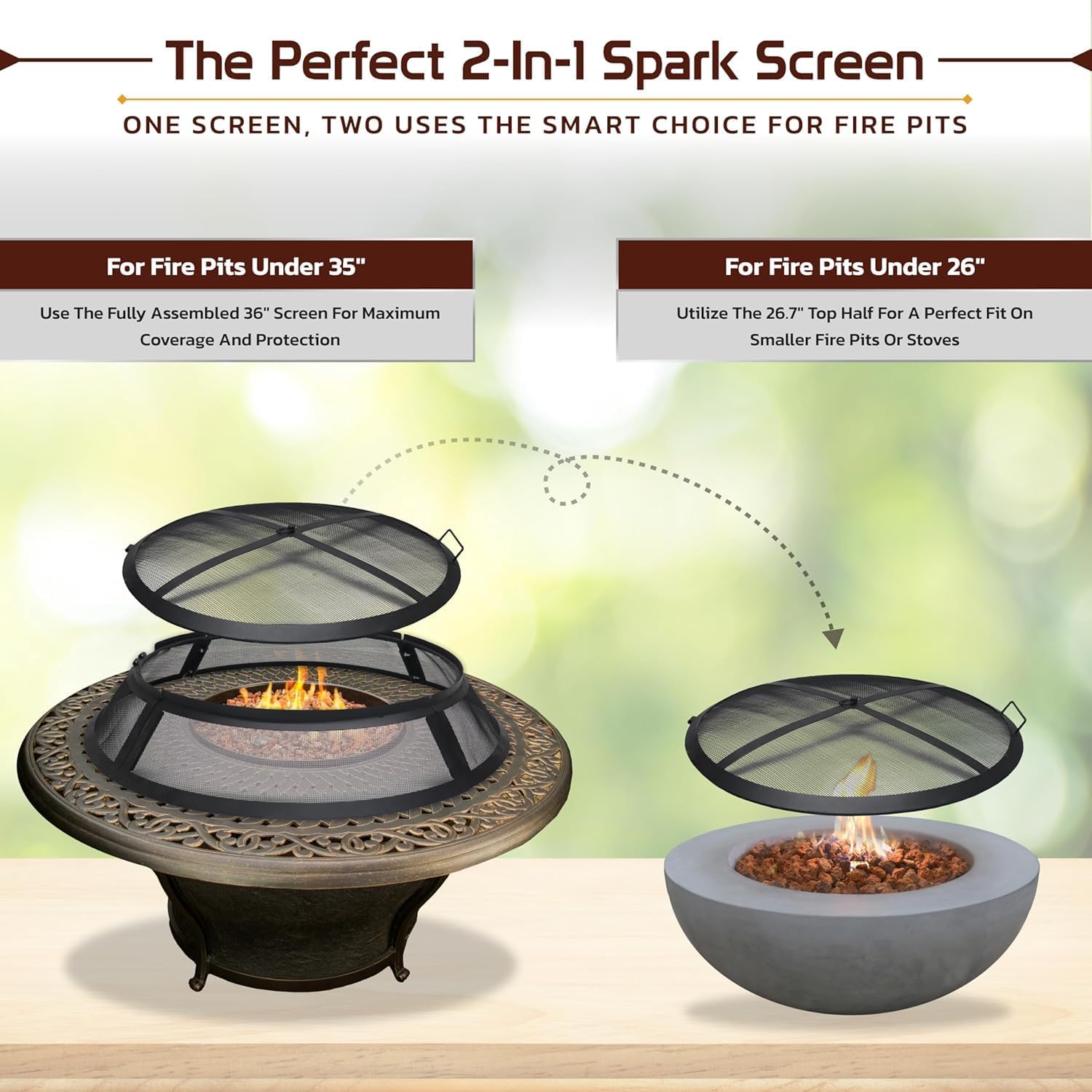 Fire Pit Screen 36 inch Round - Fire Pit Spark Screen Fireplace Screen with Hook for Easy-Lift fire Pit Spark Screens 36