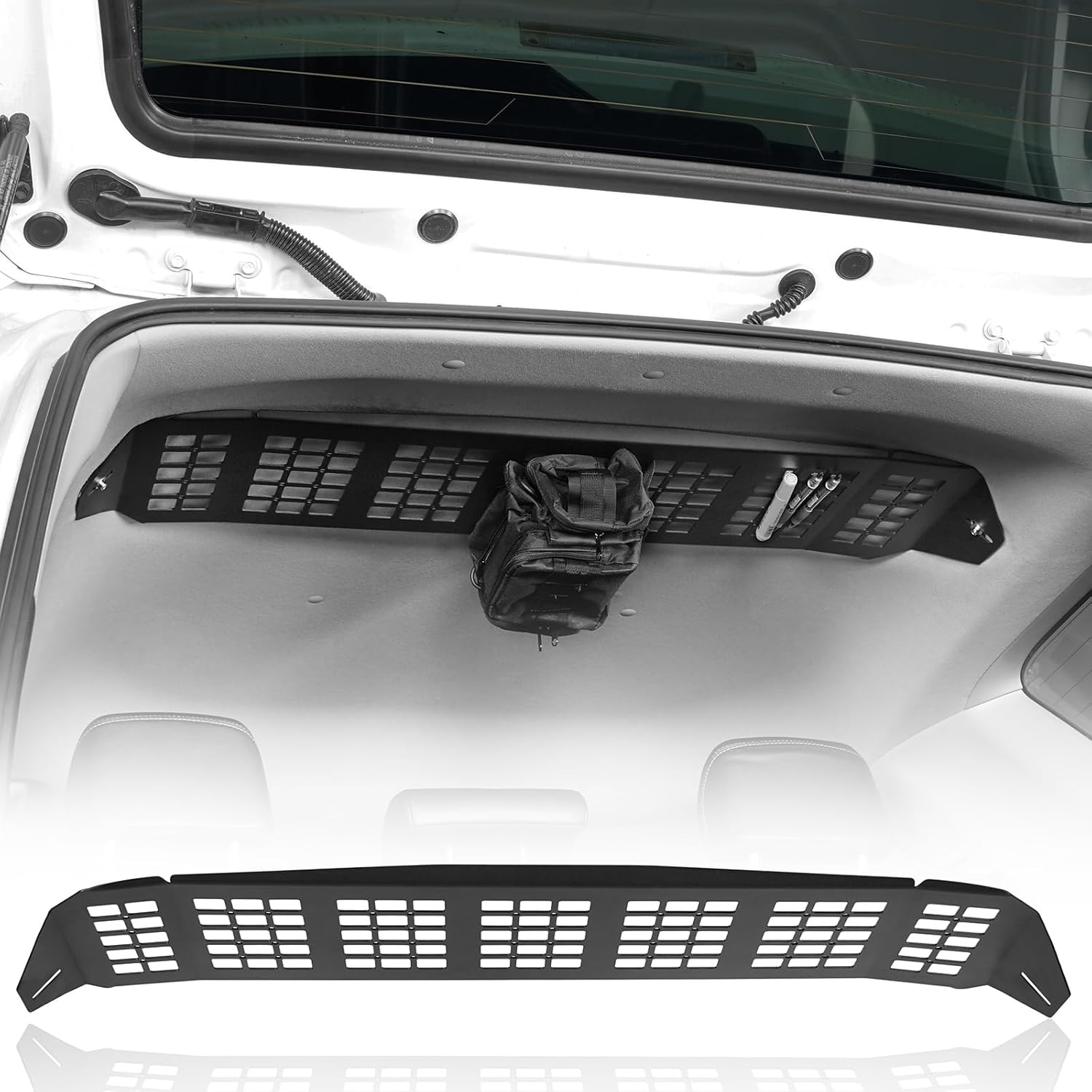 Hooke Road 4Runner Rear Overhead Storage MOLLE Panel Cargo Rack for 2010-2024 Toyota 4Runner 5th Gen, Trunk Cargo Shelf Interior Accessories Steel