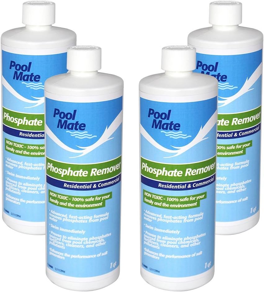 Pool Mate 1-Quart 4-Pack Premium Phosphate Remover Pool, Made in USA