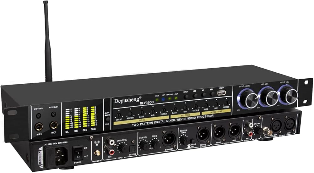 Depusheng REV3900 Pre Effector Professional KTV Household Karaoke Multieffects Processors Anti Howling Audio Processor USB Bluetooth Device