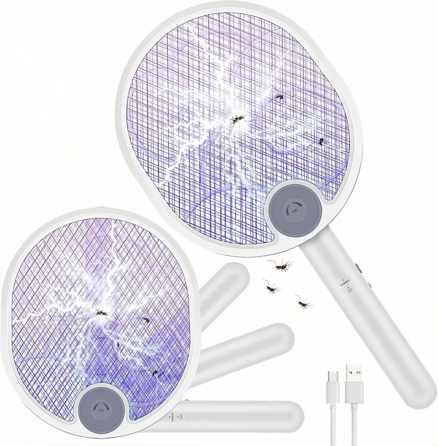 Electric Fly Swatter Powerful, Portable & Rechargeable for Indoor & Outdoor Use