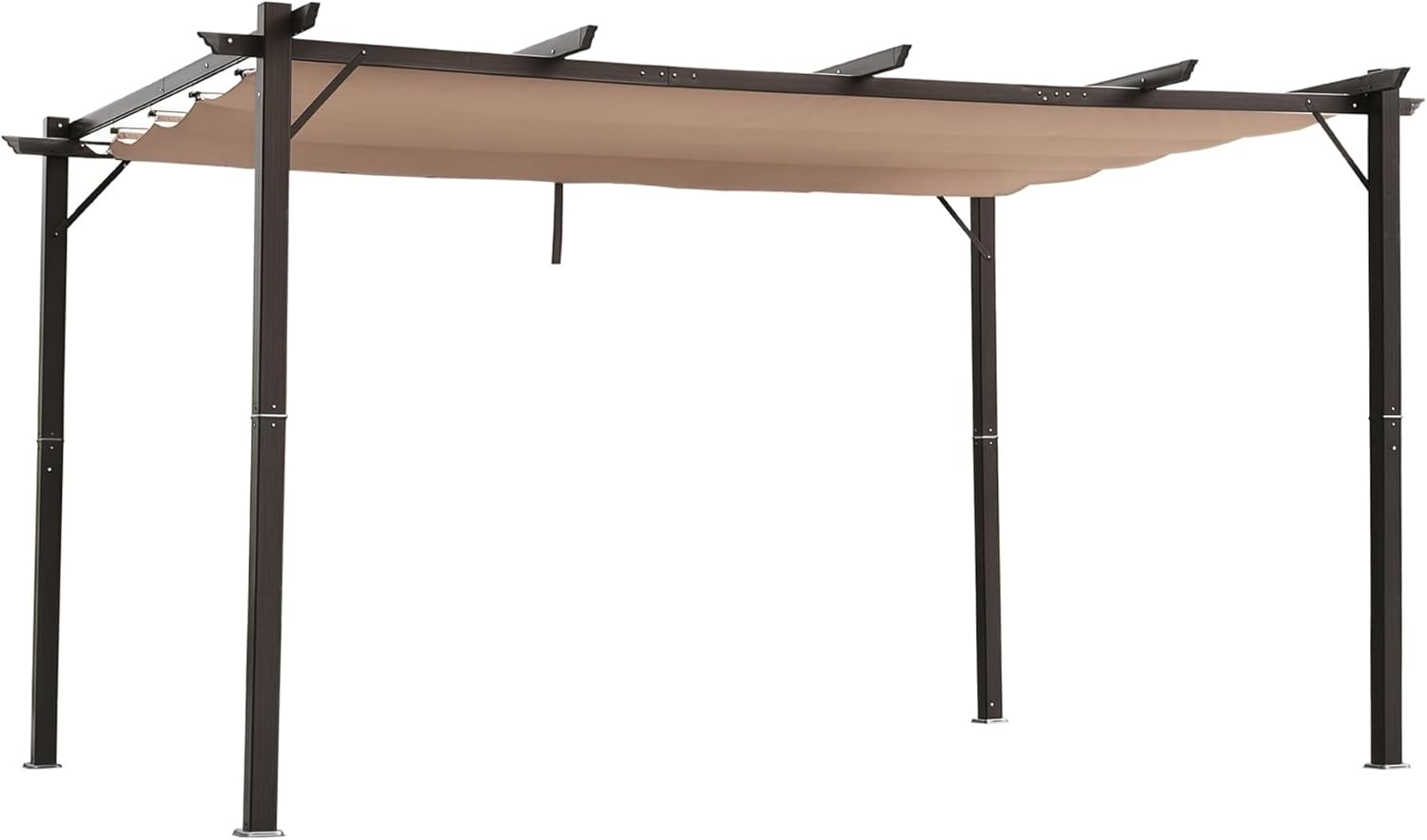 Outsunny 10' x 13' Aluminum Patio Pergola with Retractable Pergola Canopy, Backyard Shade Shelter for Porch, Outdoor Party, Garden, Grill Gazebo, Brown