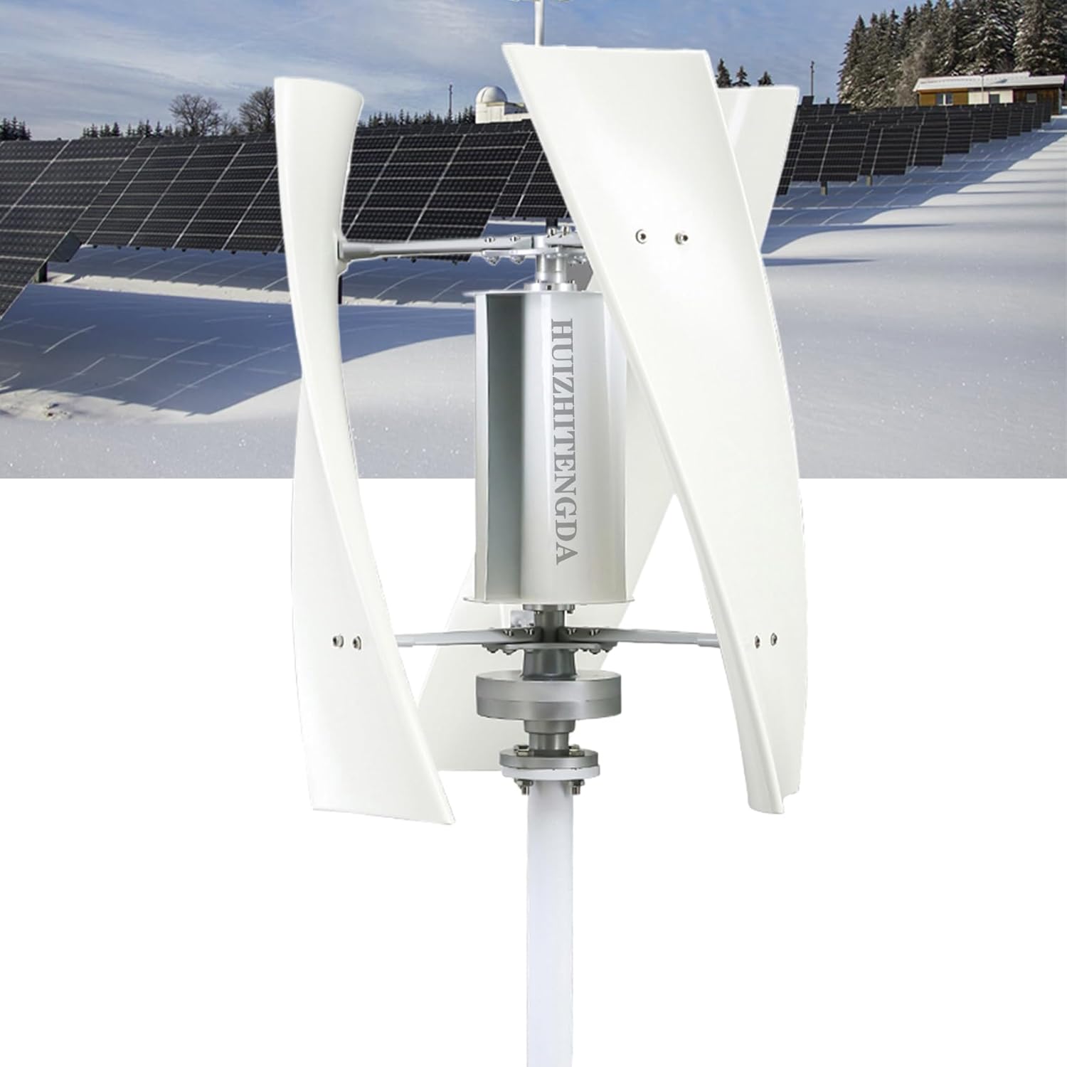 Low Noise 10000W Home Vertical Wind Energy Turbine Generator Kit, 12V 24V 48V Coreless Low RPM Upright Windmill with MPPT Charger Hybrid Solar Wind Off-Grid System