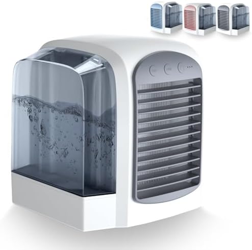 2025 Upgraded Portable Air Conditioner - 4-in-1 AC with Ice Mist Technology, 3 Speeds, 380ml Tank, Ultra-Quiet for Home, Office, Travel - Compact & Efficient (Grey)