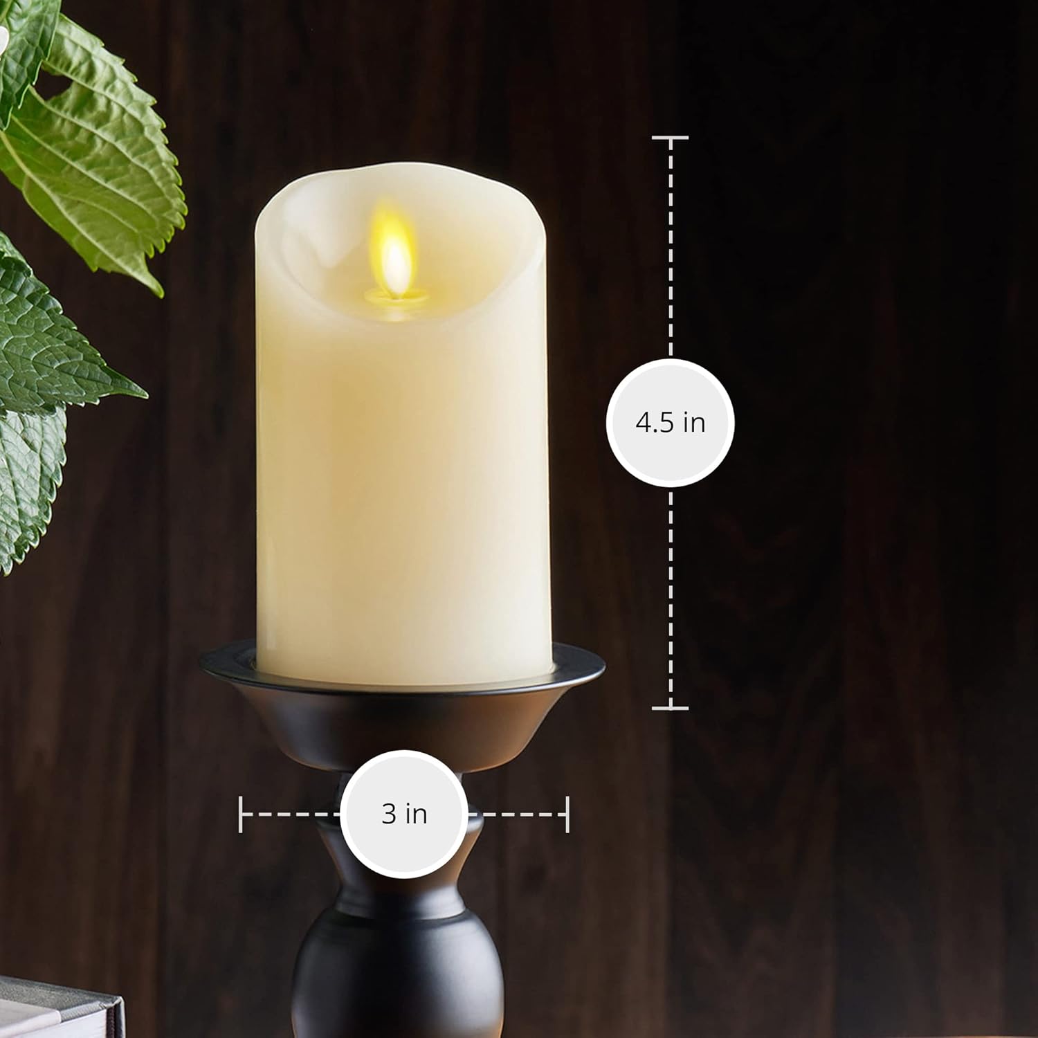 Luminara - Flameless LED Battery Operated Flickering Pillar Candles - Ivory - Pack of 4-3x4.5 - Realistic Moving Flame Real Wax Indoor/Outdoor Decor