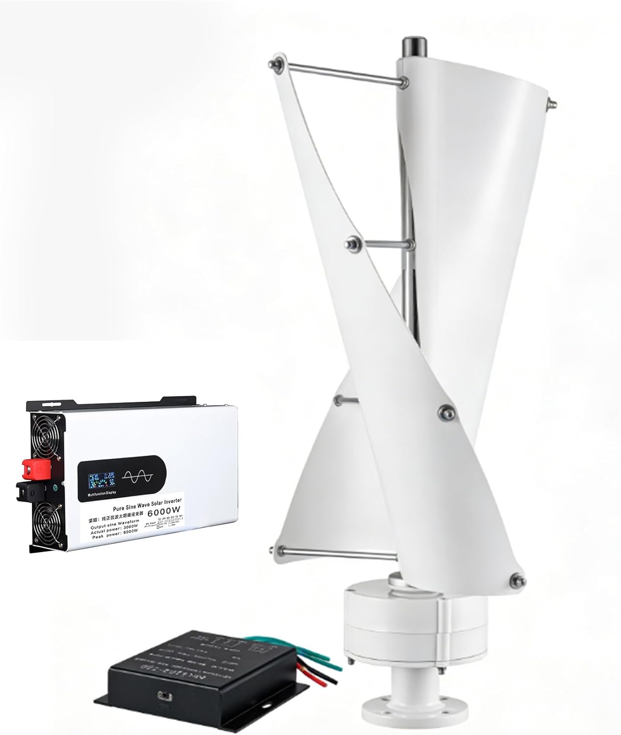 24v, Three Phase AC Horizontal Home Power Windmill Energy Turbines 6000W Portable Vertical Wind Power Turbine Generator Kit (Low Noise)