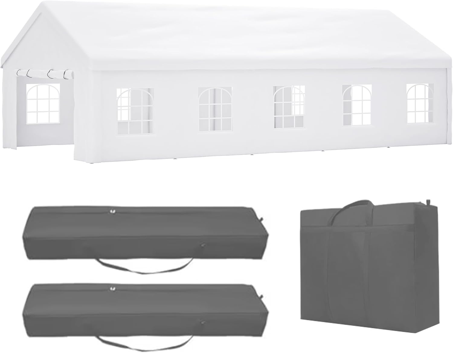 16x32 FT Party Tent with 3 Storage Bags & Removable Sidewalls, Outdoor Canopy Gazebo for Carport Camping Garden Wedding BBQ Commercial