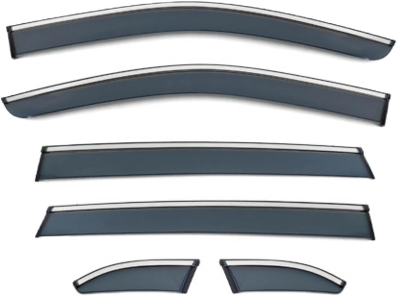 Window Deflectors for Lincoln MKX MK2 2016-2018, Sun Rain Guard Window Visors Vent Shades with Bright Stripes Car Accessories,6PCS