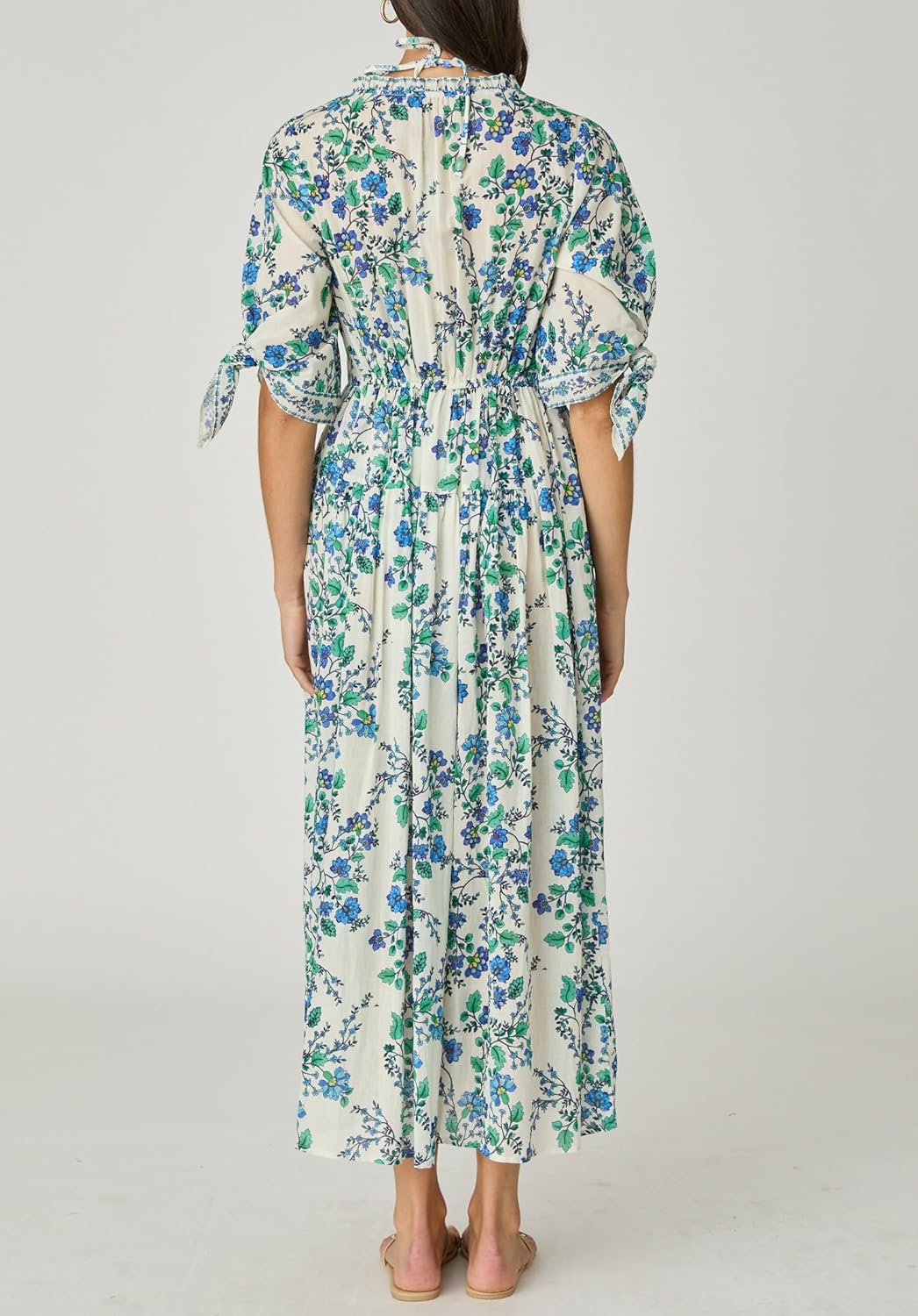 Shoshanna Women's Cassis Floral Tie Sleeve Buttondown Midi