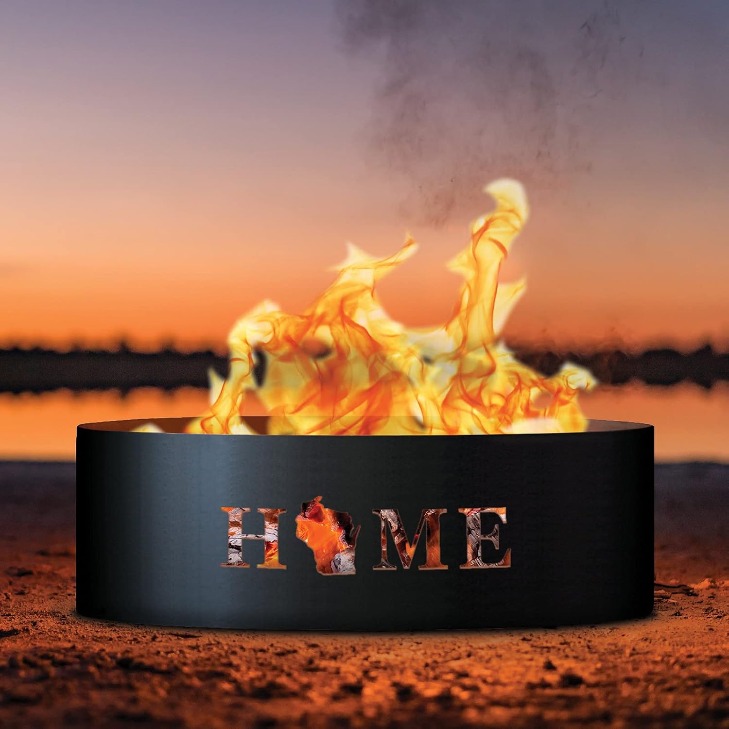 PD Metals HME01730-FP Home Unpainted 12 in. Tall 30 in. Diameter Outdoor Fire Ring with Fire Poker - 30 x 30 x 12 in. - Rustic Black Color