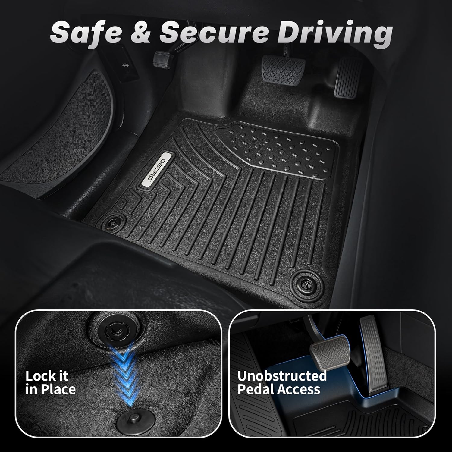 OEDRO Floor Mats & Cargo Liner with Backrest Mat for Jeep Compass 2026-2017, All Weather TPE Custom Fit Car Mats Floor Liners Seatback Accessories