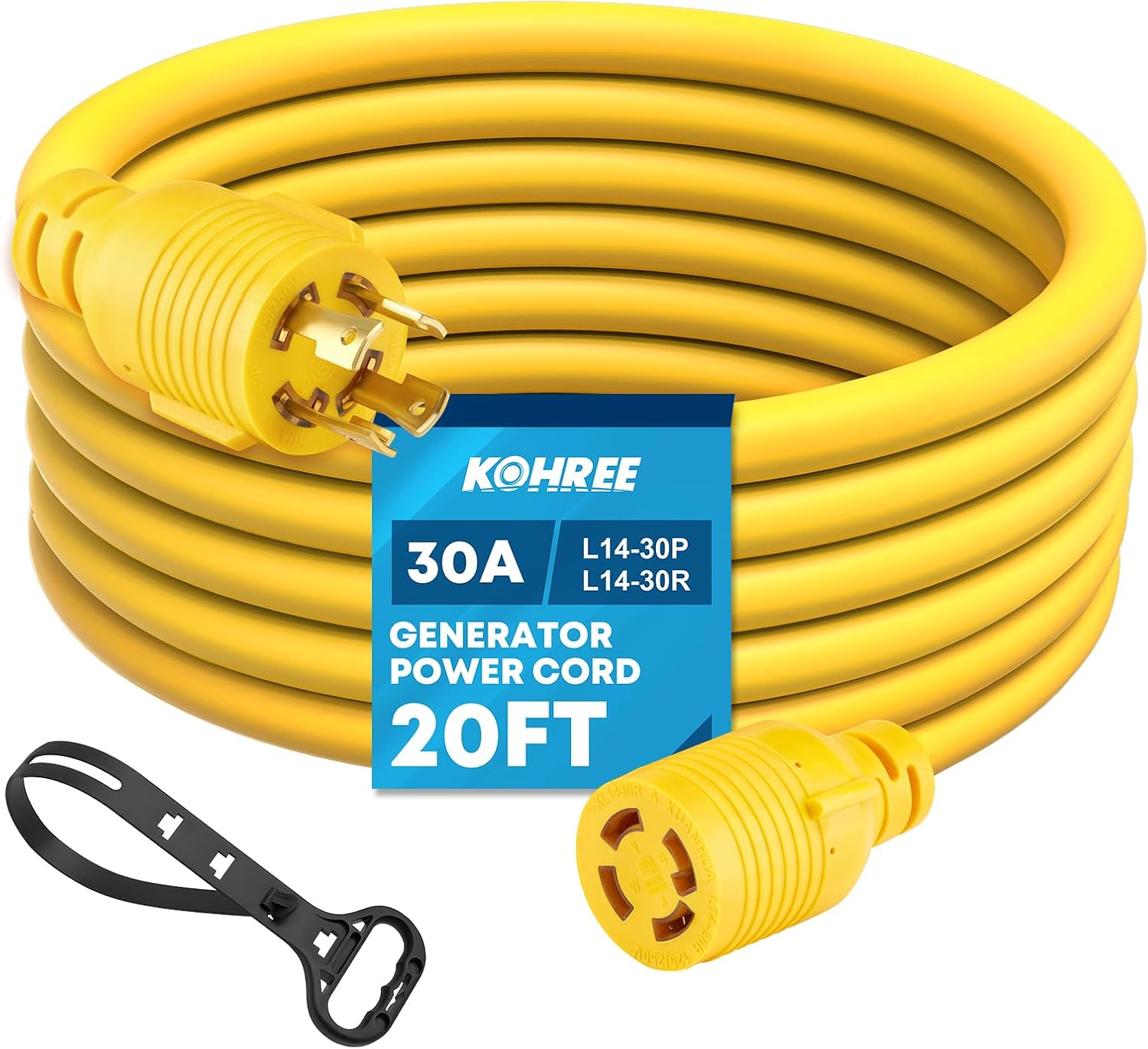 Kohree TT-30P to L14-30R Generator Adapter + L14-30 Generator Cord 20ft