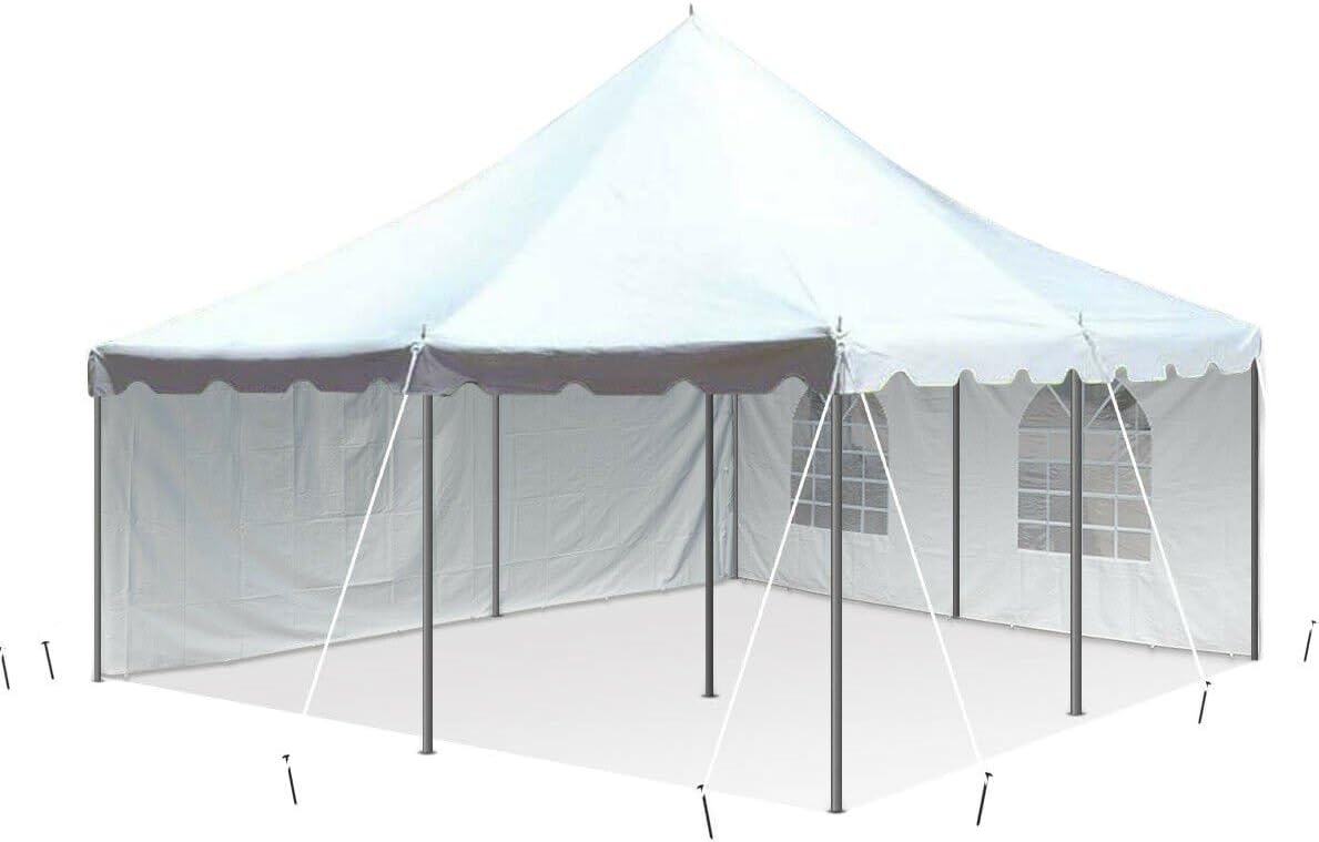 20x20 Premium Outdoor Wedding Event Party Canopy Pole Tent with Sidewalls, White