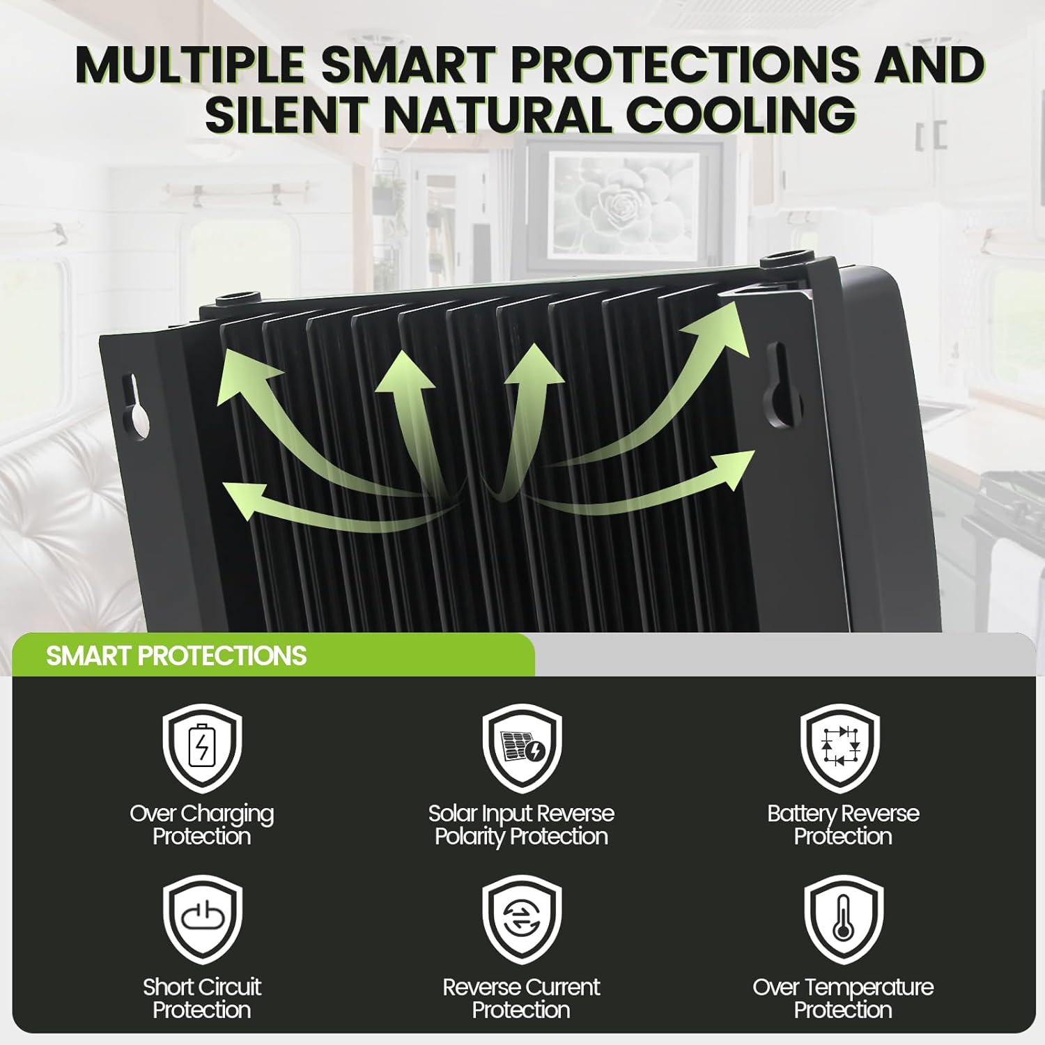 50A MPPT Solar Charge Controller, 12V/24V Auto DC Input, IP43 Waterproof, Backlit LCD, 50 amp Solar Panel Regulator Charger for LiFePO4 Gel Wet AGM Battery Charging