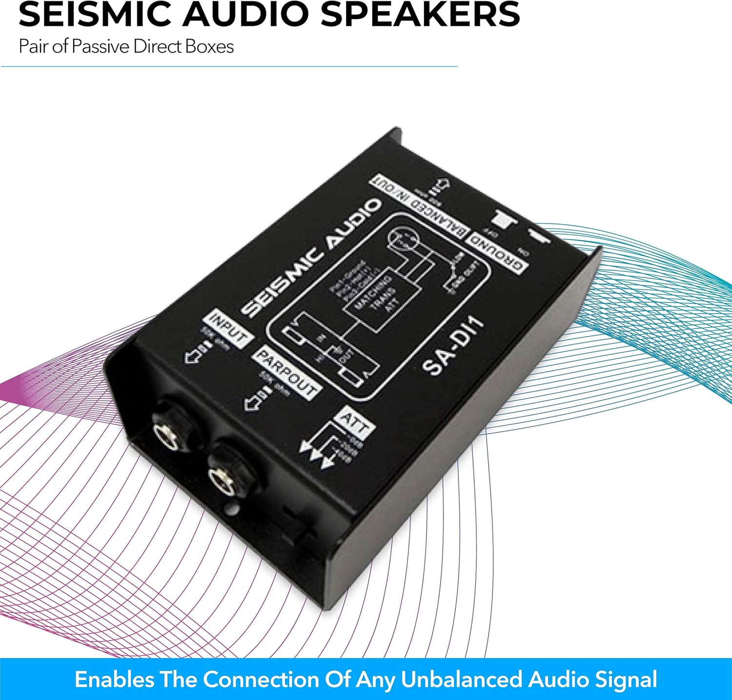 Seismic Audio Speakers Passive Direct Box with Ground Left and Attenuator Switch DI Box, Pair of Passive Direct Boxes