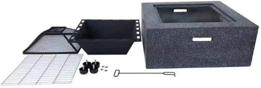 Fire Pits Outdoor Wood Burning Home Fire Pit Table Outdoor with BBQ Grill Shelf, Multifunctional Garden Terrace Fire Bowl Heater/BBQ, Square Fireplace with Cover BBQ Cooking for Outside Camping Backya