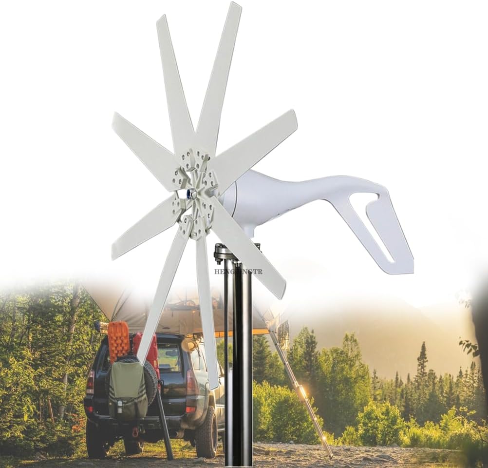 12V,12000W Wind Turbine Generator 8 Blades Power 12V 24V Dynamo with Hybrid Solar Charger System for Farm RV Home Use